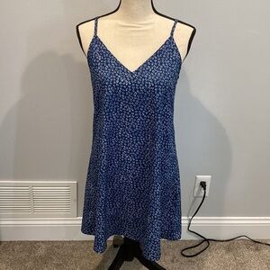 Shein Blue and White Floral Patterned Spaghetti Strap Midi Dress - Size XS